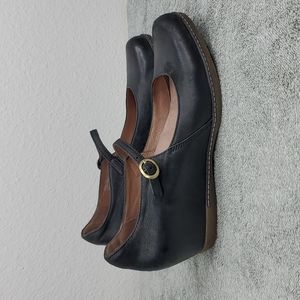 Dansko loralie mary jane wedges black leather burnished burnt toe womens 39 9